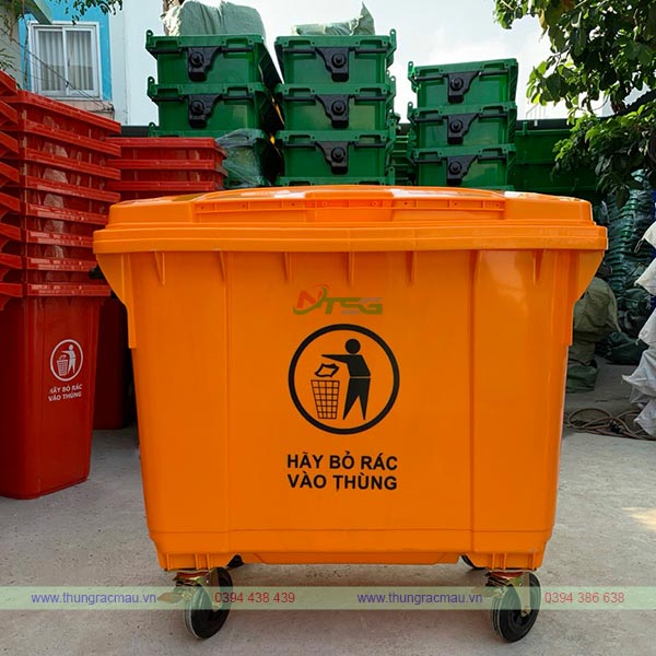 Thùng đựng rác 660 lít màu cam