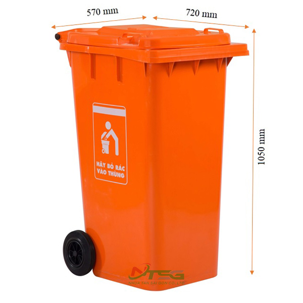 Thùng rác nhựa 240 lít màu cam