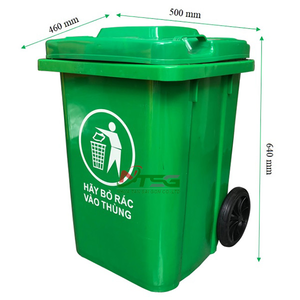 Thùng rác nhựa 80 lít xanh lá