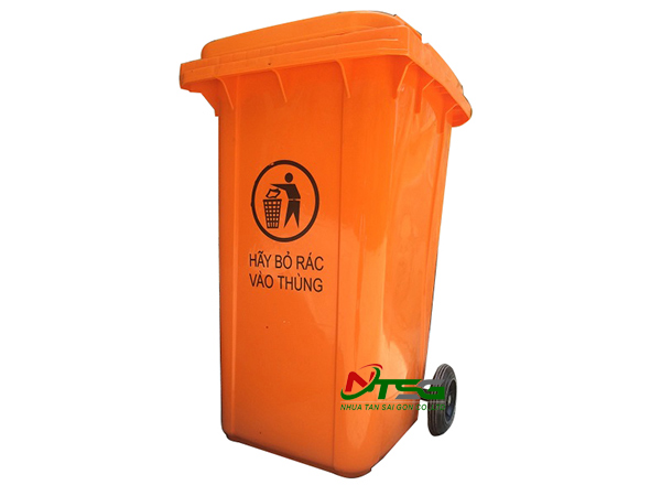 Thùng rác nhựa 240 lít màu cam