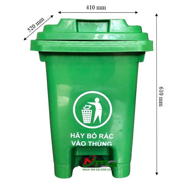 Thùng rác nhựa HDPE 60 lít đạp chân