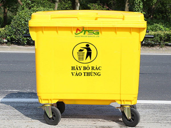 Thùng rác nhựa 660 lít nắp kín