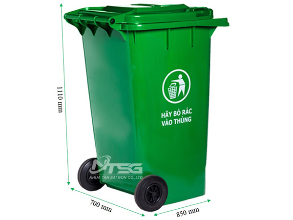 Kích thước thùng rác công cộng 360 lít