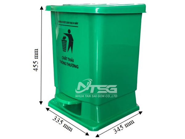Kích thước thùng đựng rác nhựa 15 lít xanh lá