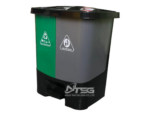 Thùng rác phân loại 2 ngăn nhựa HDPE