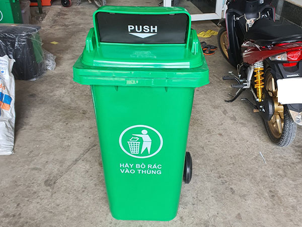 Thùng chứa rác nắp hở 120 lít xanh lá